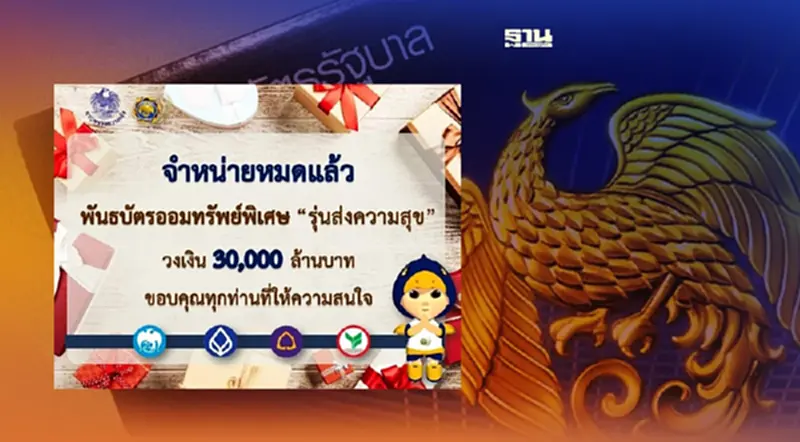 พันธบัตรรัฐบาล ล่าสุด รุ่นส่งความสุขวงเงิน 3 หมื่นล้านบาท ขายหมดแล้ว พันธบัตรรัฐบาล ล่าสุด รุ่นส่งความสุขวงเงิน 3 หมื่นล้านบาท ขายหมดแล้ว
