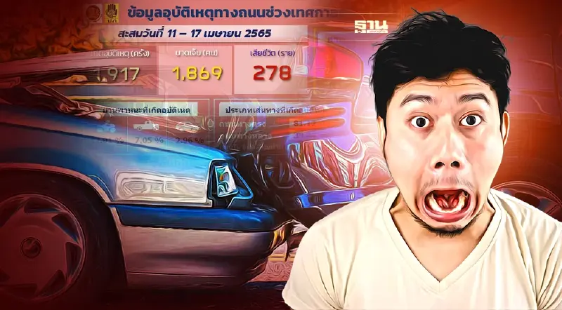 "สงกรานต์ 2565" สรุปสถิติอุบัติเหตุทางถนน 7 วัน เสียชีวิต 278 ราย