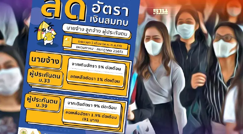 ลดอัตราจ่ายเงินสมทบนายจ้าง ผู้ประกันตนมาตรา 33 ม.39 เดือนไหนเช็คที่นี่
