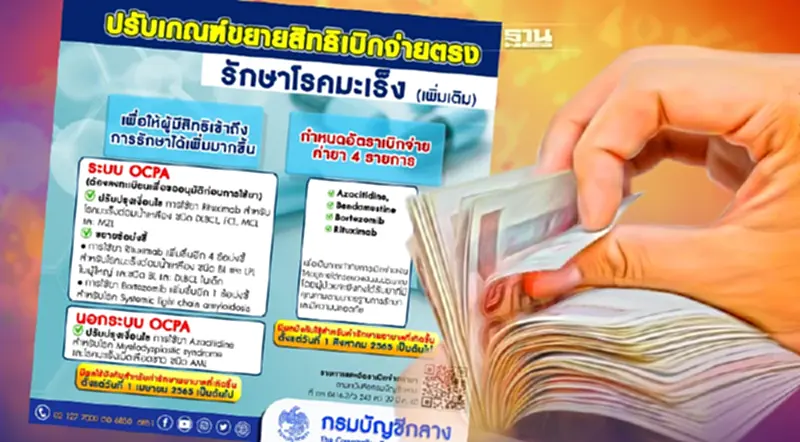 กรมบัญชีกลางปรับเกณฑ์ขยายสิทธิเบิกจ่ายตรงรักษาโรคมะเร็ง กรมบัญชีกลางปรับเกณฑ์ขยายสิทธิเบิกจ่ายตรงรักษาโรคมะเร็ง