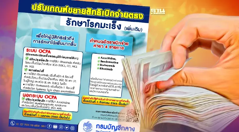 กรมบัญชีกลางปรับเกณฑ์ขยายสิทธิเบิกจ่ายตรงรักษาโรคมะเร็ง