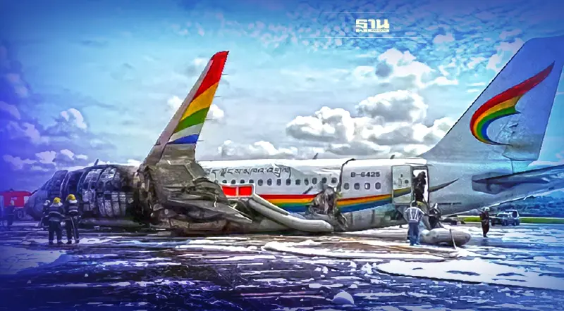 บินจีนระทึกอีก แอร์บัสสายการบินทิเบตไฟลุกบนรันเวย์ เจ็บกว่า 40 ราย