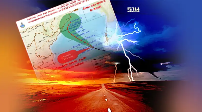 เปิดเส้นทางพายุไซโคลน “อัสนี” ฝนตกหนัก-หนักมาก