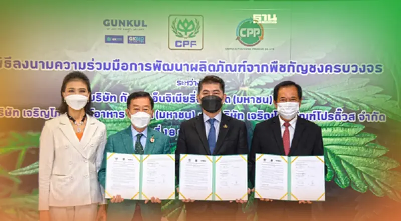 CPF ผนึก“กันกุล-ซีพีพี” ลุยอาหาร-เครื่องดื่มจากสารสกัดกัญชง CPF ผนึก“กันกุล-ซีพีพี” ลุยอาหาร-เครื่องดื่มจากสารสกัดกัญชง