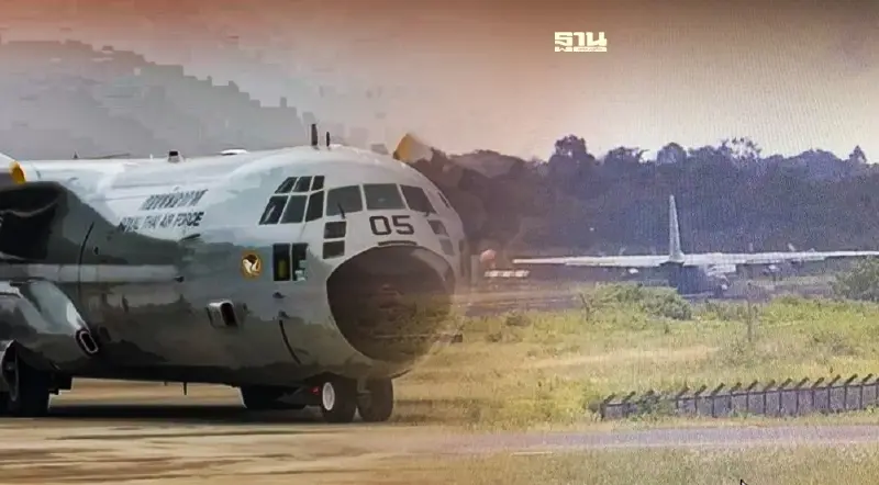C130 กองทัพอากาศ ยางแตกกลางรันเวย์ ปิดสนามบินอุบลราชธานี ถึง 3 ทุ่ม