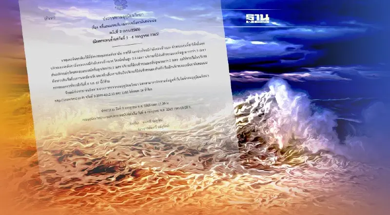 ประกาศกรมอุตุนิยมวิทยา ฉบับที่ 2 "คลื่นลมแรงบริเวณทะเลอันดามันตอนบน"