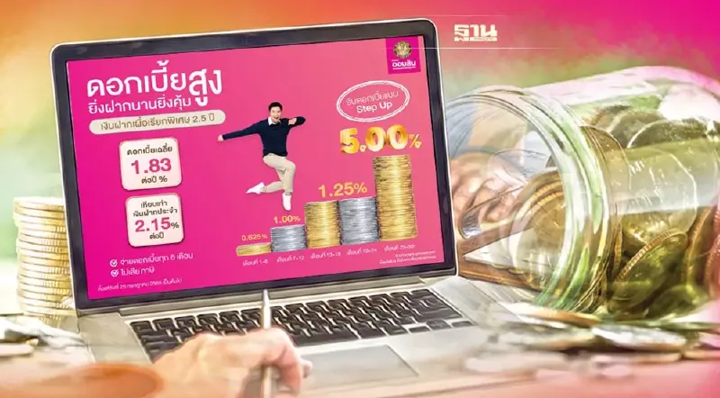 ออมสิน หนุนคนไทยออมยาว ให้ดอกเบี้ยสูง 5%ต่อปี ออมสิน หนุนคนไทยออมยาว ให้ดอกเบี้ยสูง 5%ต่อปี