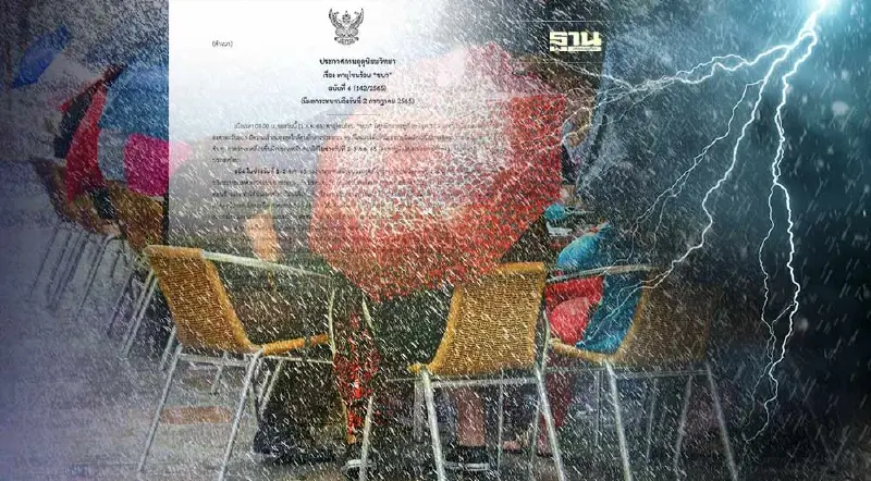 ประกาศกรมอุตุฯฉบับ 6 พายุโซนร้อน"ชบา" สภาพอากาศวันนี้มีฝนตกหนักมากบางแห่ง