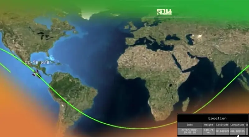 GISTDA แจ้งเตือน ชิ้นส่วนจรวดลองมาร์ช 5 บี จะตกสู่พื้นโลก 31 ก.ค. อาจกระทบไทย
