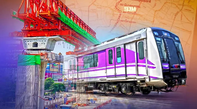 ดีเดย์ 16 ส.ค.นี้ สร้างรถไฟฟ้าสายสีม่วงใต้ 8.2 หมื่นล้าน