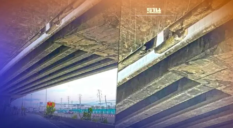 ระทึกอีกรอบ! "ถนนพระราม2" ขาออกขอบปูนสะพานหล่น ปิดถนนเตรียมยกออก