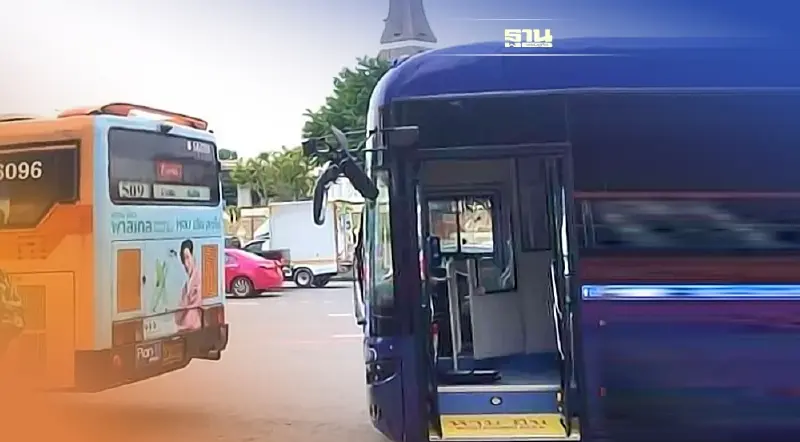 รถเมล์สาย8 ยังไว้ลาย วิ่งวันแรกเฉี่ยวชนยูโรส้ม509