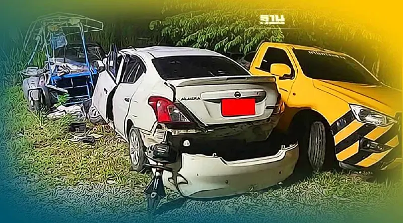 งานเข้าทางหลวง “กู้ภัย” เก็บซากเก๋ง-ปล่อยศพคารถ 12 ชม. บนมอเตอร์เวย์สาย 7