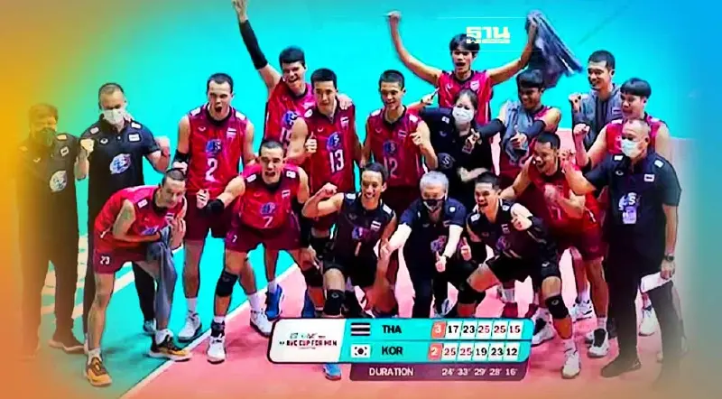 "วอลเลย์บอลชายไทย" ฮึดกลับ โค่นเกาหลีใต้ ศึก AVC Cup 2022