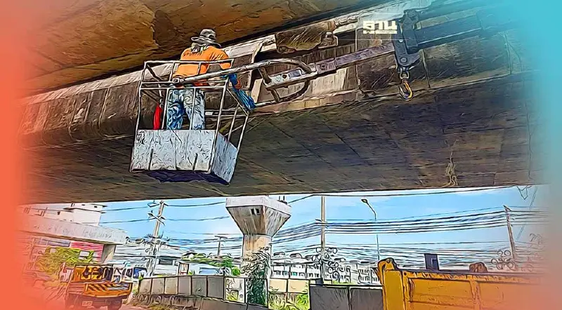 อัพเดท “ถนนพระราม2” กรมทางหลวง ซ่อมเสร็จแล้วแผ่นปูนคานสะพานพัง