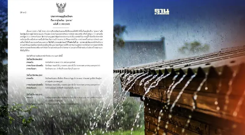 ประกาศกรมอุตุฯฉบับ 2 พายุดีเปรสชันทวีกำลังแรงเป็นพายุโซนร้อน "มู่หลาน"