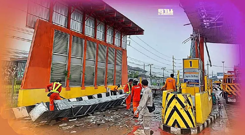 “ทล.” เปิดสาเหตุหลังคา “ด่านเก็บเงินบางปะกงถล่ม”