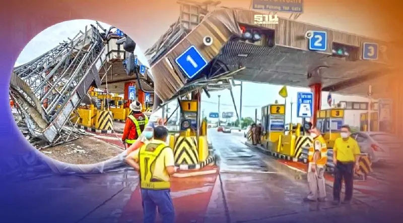 หลังคา ‘ด่านบางปะกง’ มุ่งหน้าพัทยาพังถล่ม