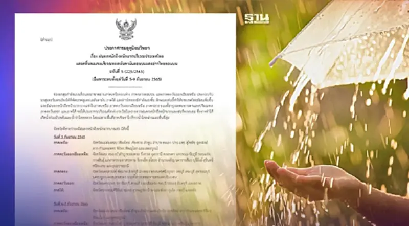 ประกาศกรมอุตุฯฉบับ 5 ทั่วไทยฝนตกหนักถึงหนักมาก-คลื่นลมแรง ประกาศกรมอุตุฯฉบับ 5 ทั่วไทยฝนตกหนักถึงหนักมาก-คลื่นลมแรง