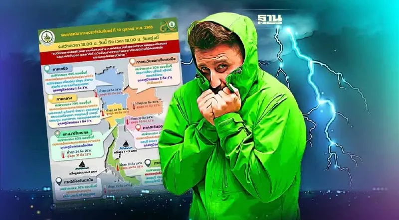 พยากรณ์อากาศกรุงเทพวันนี้-พรุ่งนี้ มีฝนตก 80% ลมกระโชกแรง