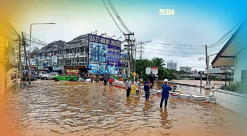 แม่น้ำปิง"เชียงใหม่"ทะลักช้างคลานย่านเศรษฐกิจปิดจราจร8จุด    