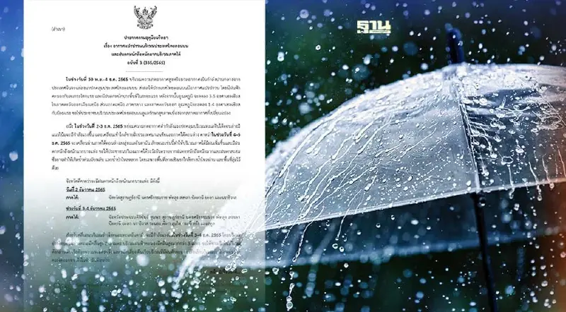 ประกาศกรมอุตุฯฉบับ 3 ไทยตอนบนฝนฟ้าคะนอง ลมกระโชกแรง อุณหภูมิลด