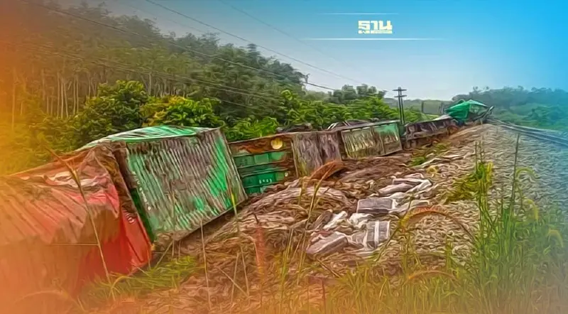 ด่วน!วางระเบิดรถไฟบรรทุกสินค้า สนั่นสะเดา ขบวนตกรางเสียหายหนัก