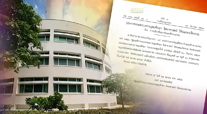 ราชกิจจานุเบกษา เผยแพร่ประกาศ เปลี่ยนชื่อ ม.ชินวัตร เป็น ม.เมธารัถย์