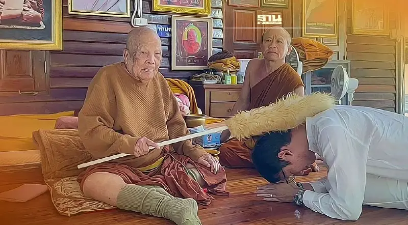 "เบลล์ ขอบสนาม" กราบหลวงปู่แสง ขอขมากรรม-ลาบวช