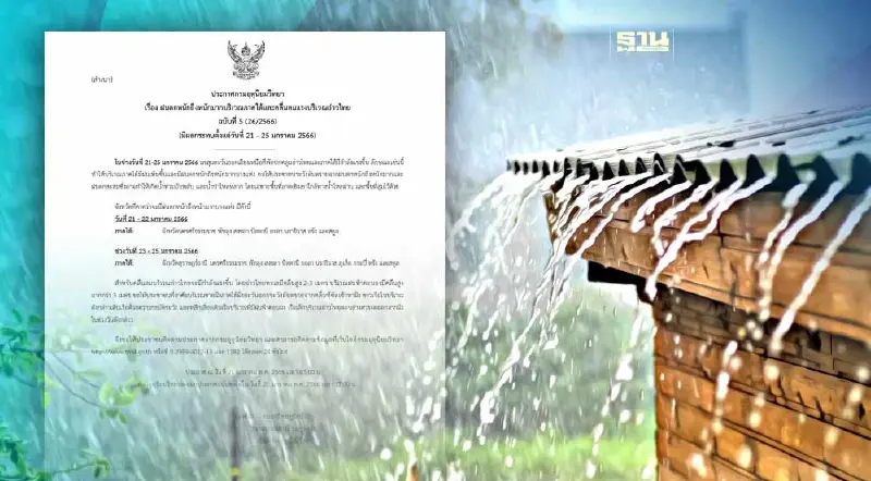 ประกาศกรมอุตุฯฉบับ 5 ภาคใต้ฝนตกหนักถึงหนักมาก-คลื่นลมแรง