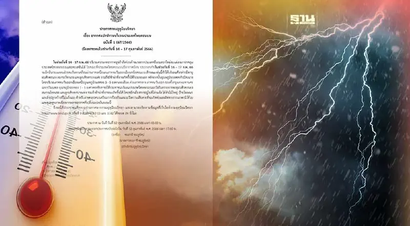 ประกาศกรมอุตุฯฉบับ 1 ไทยตอนบนอากาศแปรปรวน