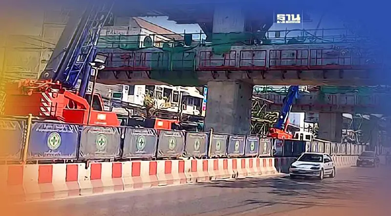 เลี่ยงรถติด ปิด เบี่ยงจราจร  ถนนสีหบุรานุกิจ เร่งสร้างรถไฟฟ้าสายสีชมพู