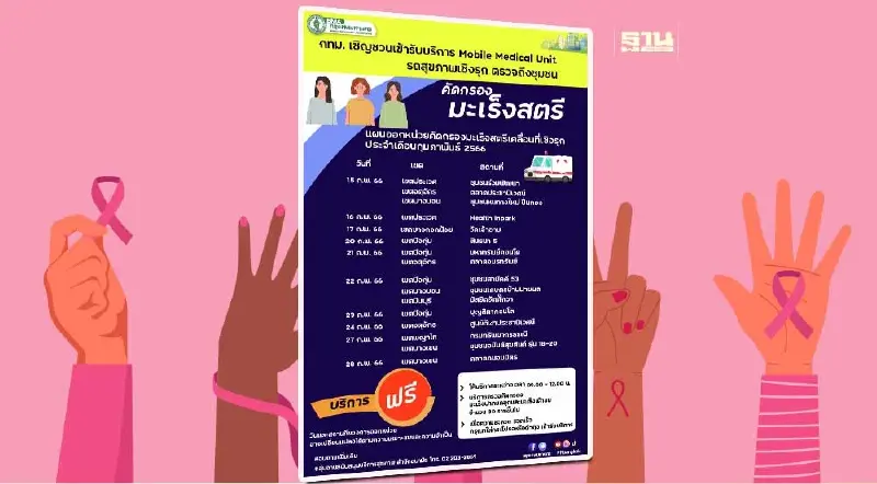 รวมจุดตรวจคัดกรองมะเร็งด้วยรถเคลื่อนที่ฟรี เดือนกุมภาพันธ์ 2566 