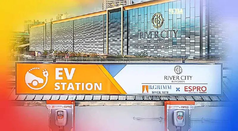 บี.กริม รุกธุรกิจสถานีชาร์จรถ EV เปิดตัวแห่งแรกที่ริเวอร์ ซิตี้ แบงค็อก