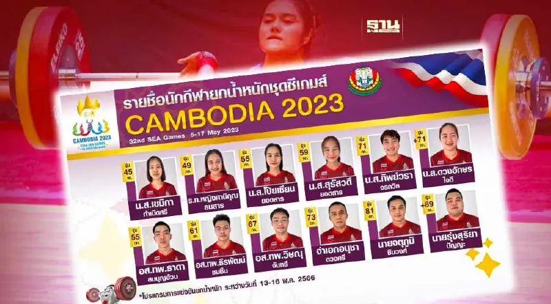 ทำความรู้จัก 12 จอมพลัง "นักยกน้ำหนักทีมชาติไทย" ชุดซีเกมส์ 2023 ทำความรู้จัก 12 จอมพลัง "นักยกน้ำหนักทีมชาติไทย" ชุดซีเกมส์ 2023