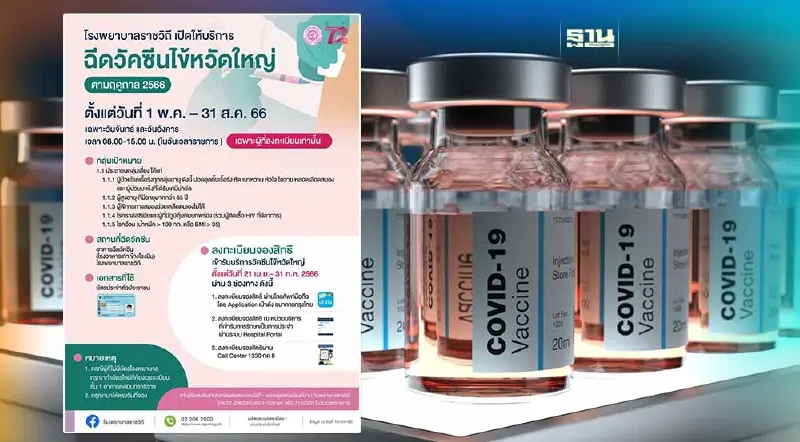 ฉีดวัคซีนไข้หวัดใหญ่ฟรี รพ.ราชวิถี เปิดลงทะเบียนจองสิทธิ คลิกที่นี่