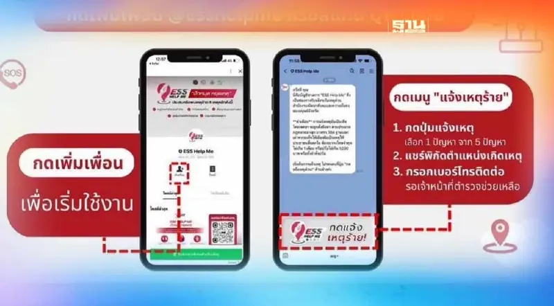 เปิดระบบแจ้งเหตุฉุกเฉินทางสังคม ผ่าน Line “ESS Help Me”