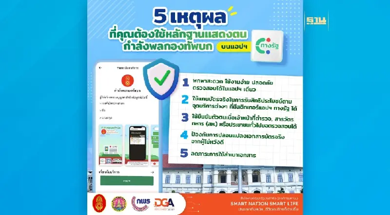 กองทัพบก ก้าวสู่องค์กรดิจิทัล แสดงตนข้าราชการ ทบ. บนแอปฯ ทางรัฐ