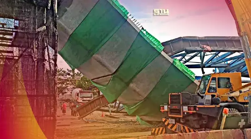 อัพเดทล่าสุด ข่าวคานสะพานถล่ม ย่านลาดกระบัง ส่งสุนัขค้นหาผู้เสียชีวิต