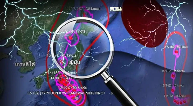 เปิดภาพดาวเทียม พายุไต้ฝุ่น “แลง” เคลื่อนเข้าญี่ปุ่น 14-15ส.ค.66