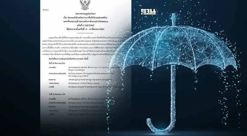 อุตุฯ ฉบับ 6 เตือน 39 จังหวัดเสี่ยง! รับมือฝนถล่มหนัก 14-15 ส.ค.นี้