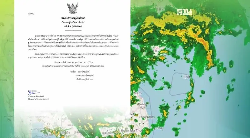 ประกาศกรมอุตุฯฉบับ 6 พายุโซนร้อน"ซันปา"