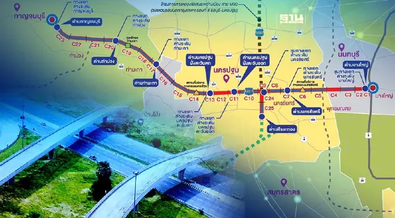 เช็กพิกัด  เปิดจุดเข้า – ออก "มอเตอร์เวย์บางใหญ่ – กาญจนบุรี" รับปีใหม่ 2567