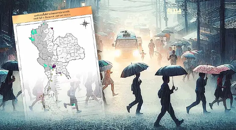 เช็กพื้นที่เสี่ยงภัยพายุฝนฟ้าคะนอง และ ค่าฝุ่น PM 2.5 ภาคเหนือพื้นที่สีแดง