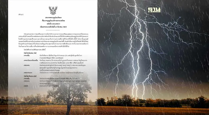กรมอุตุฯ ประกาศฉบับ 6 เตรียมรับมือ พายุฤดูร้อน ฝนฟ้าคะนอง