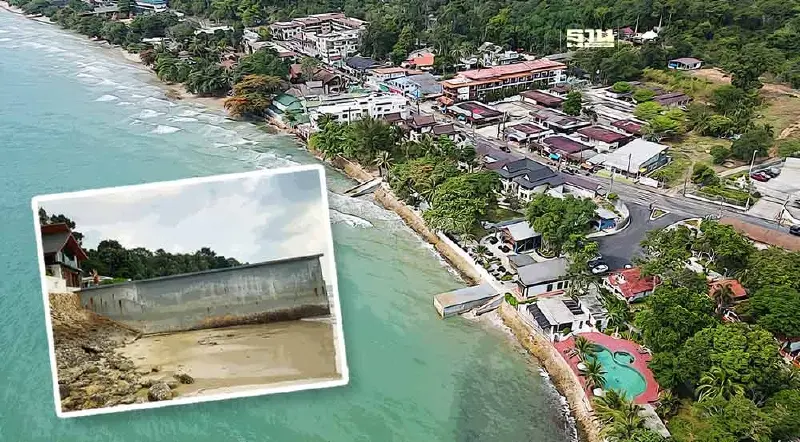เจ้าท่าสั่งรื้อด่วน! แท่นปูนคอนกรีตโผล่ กลางชายหาดเกาะช้าง