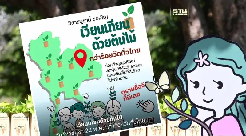 วิสาขบูชา 2567 ชวนเวียนเทียนต้นไม้ ทำบุญวิถีใหม่ ลดฝุ่น PM2.5 วิสาขบูชา 2567 ชวนเวียนเทียนต้นไม้ ทำบุญวิถีใหม่ ลดฝุ่น PM2.5