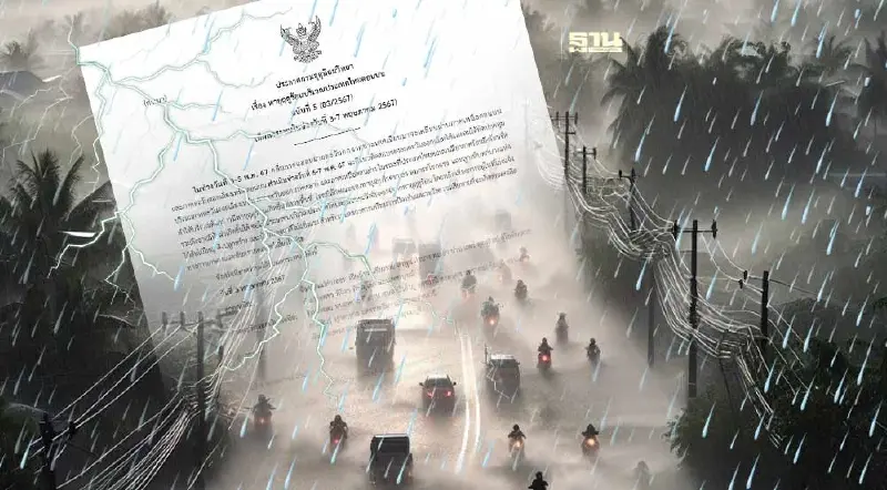 ประกาศกรมอุตุฯ ฉบับที่ 5 เตือนพายุฤดูร้อน "เหนือ อีสาน กลาง ตอ." มีผล  3-7 พ.ค. 67