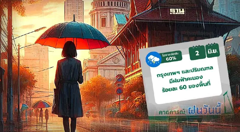 พยากรณ์อากาศวันนี้  คาดการณ์กรุงเทพฯและปริมณฑล มีฝนฟ้าคะนองร้อยละ 60