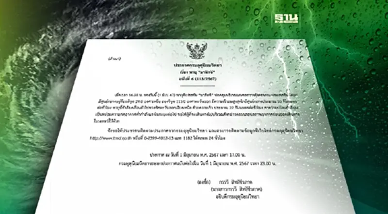 ประกาศกรมอุตุนิยมวิทยาล่าสุด ฉบับที่ 6 เรื่อง พายุ "มาลิกซี” ประกาศกรมอุตุนิยมวิทยาล่าสุด ฉบับที่ 6 เรื่อง พายุ "มาลิกซี”